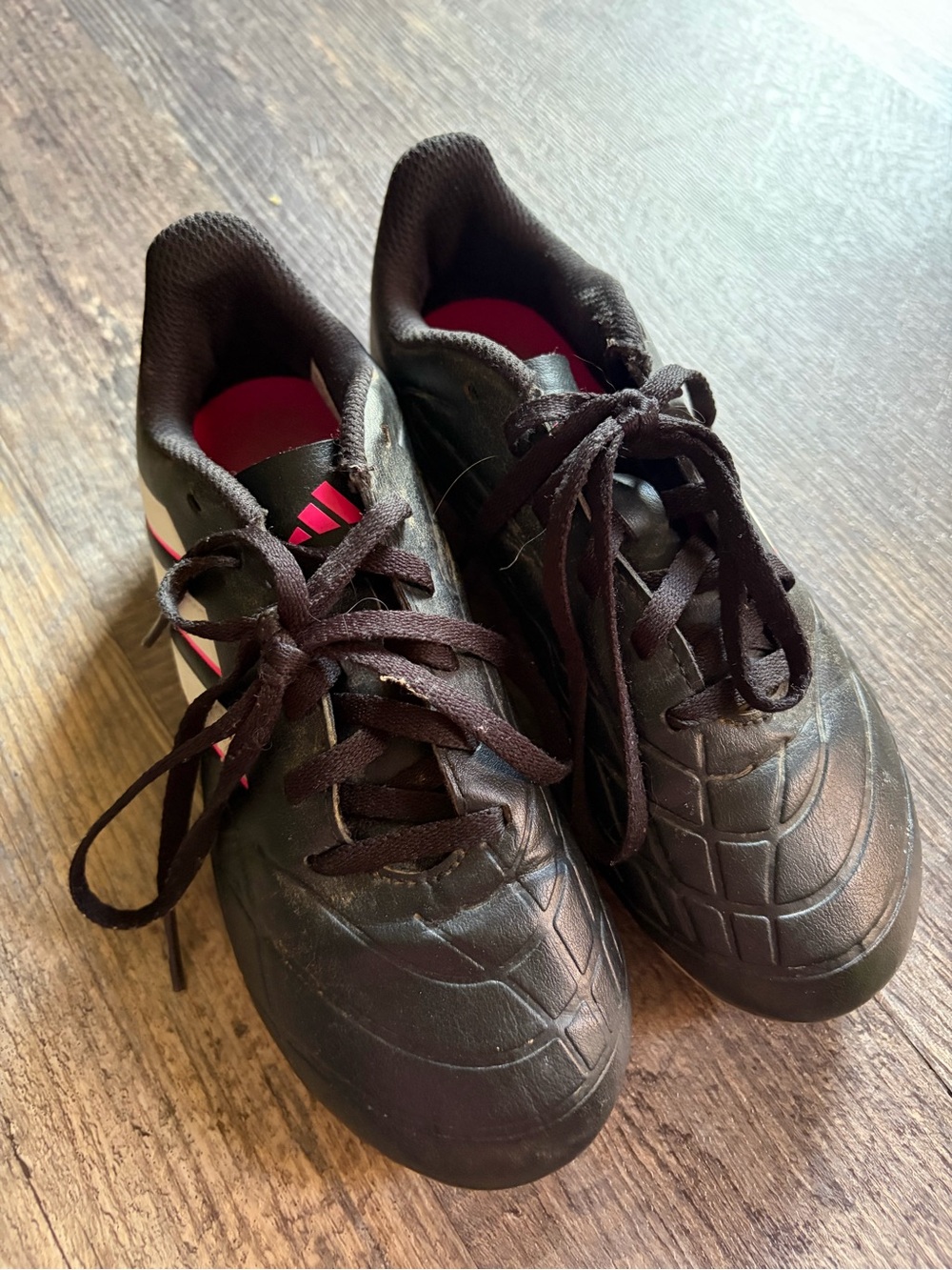 adidas Black Soccer Shoes with Pink Details